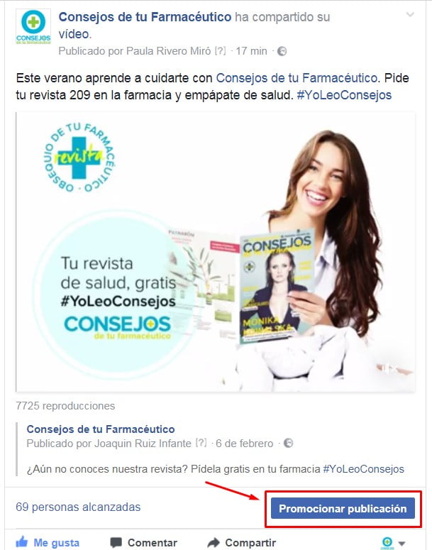 Promocionar publicaciones de Facebook