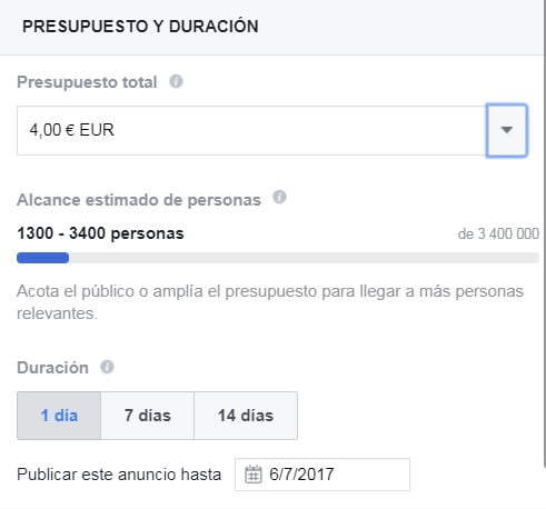 Promocionar publicación de Facebook