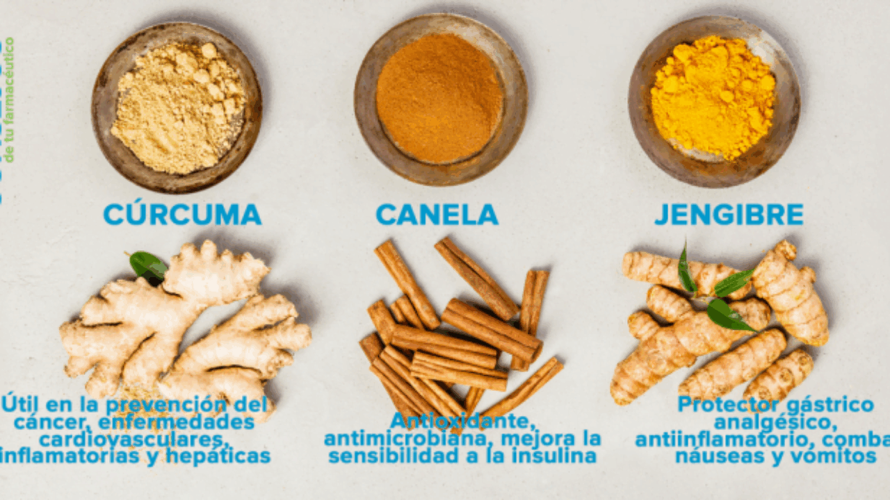 Beneficios de la cúrcuma, la canela y el jengibre para nuestra salud